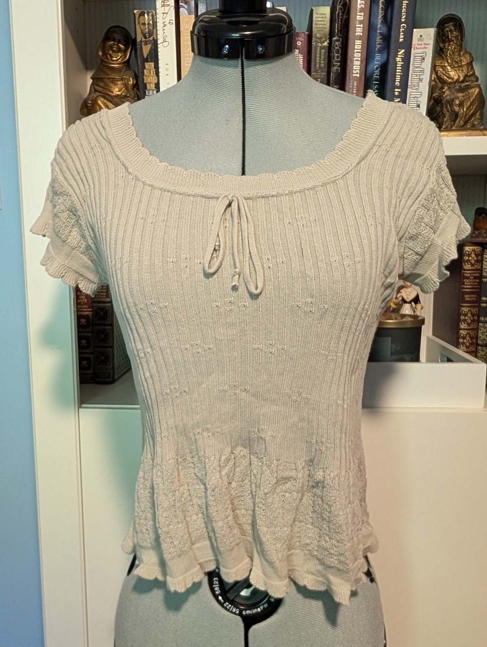 Say What? Cream Ribbed Short-Sleeve Knit Top